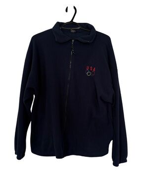 Men's USA Embroidered Full-Zip Fleece Jacket - Black